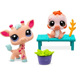 Littlest Pet Shop 2 figurky – Žirafa a Lenochod