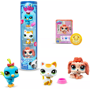 Littlest Pet Shop 3 figurky v tubě – Křepelka, Kočička, Maltézáček