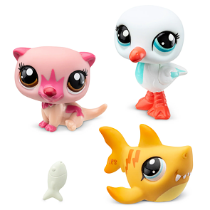 Littlest Pet Shop 3 figurky v tubě – Racek, Vydra, Žralok