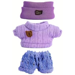 Obleček pro Labubu – fialový svetr, čelenka a kalhoty