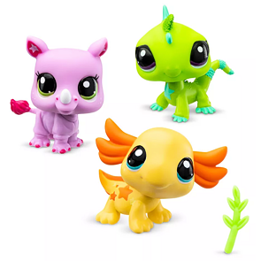 Littlest Pet Shop 3 figurky v tubě – Leguán, Axolotl, Nosorožec