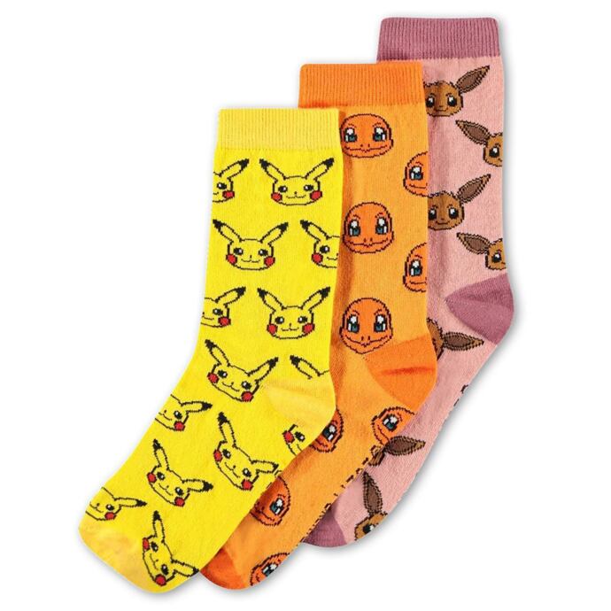 Pokémon ponožky Pikachu, Charmander & Eevee