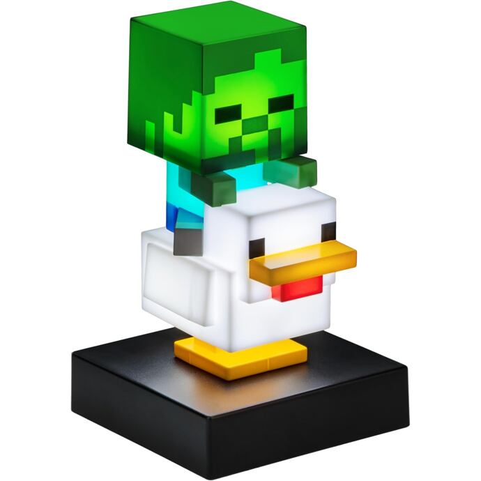 Minecraft lampička Chicken Jockey, svítící figurka 12 cm