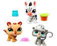 Littlest Pet Shop 3 figurky v tubě – Lev, Zebra, Opička